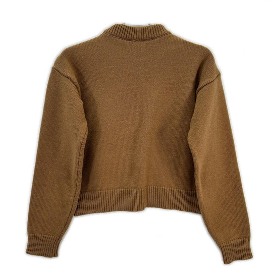 PATOU パトゥ 25年製 25A-KN278-8064 ブラウン ウール100 フロントロゴ ロングスリーブニット トップス