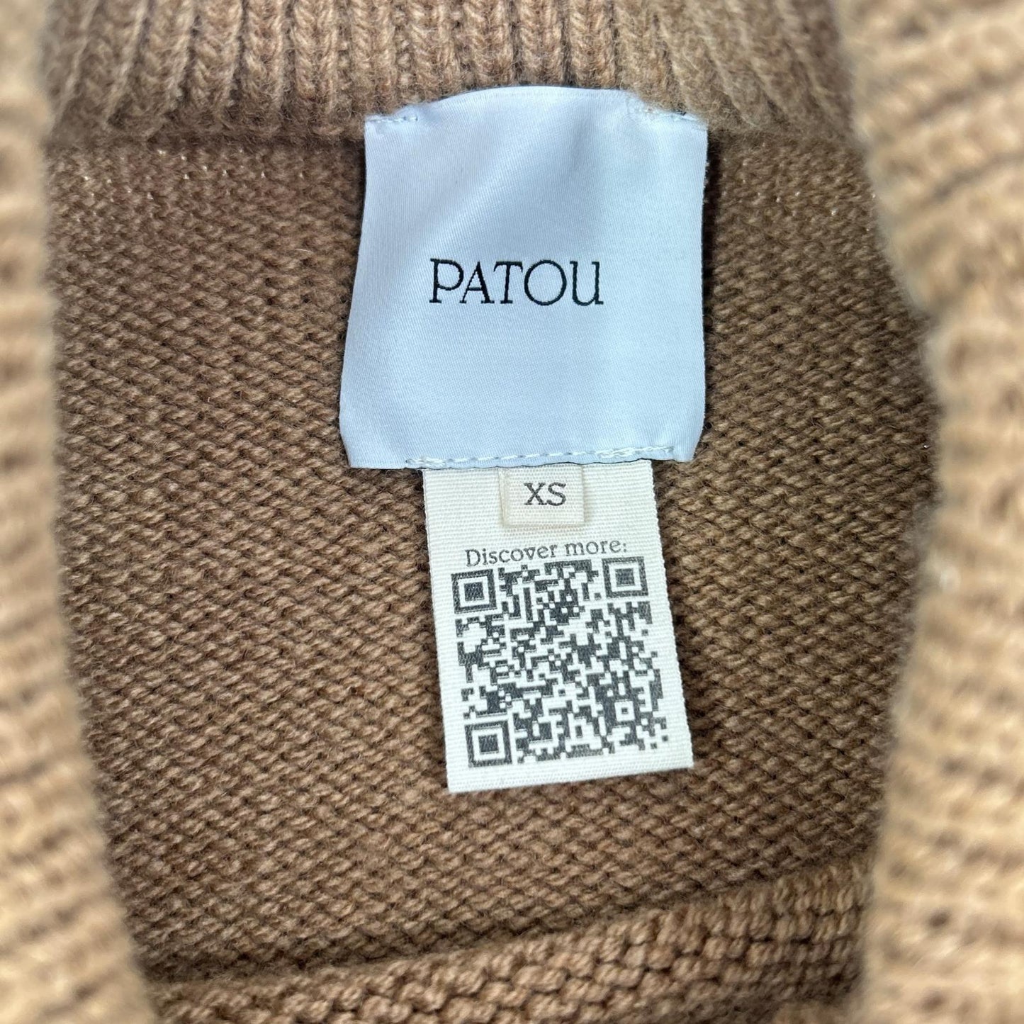 PATOU パトゥ 25年製 25A-KN278-8064 ブラウン ウール100 フロントロゴ ロングスリーブニット トップス