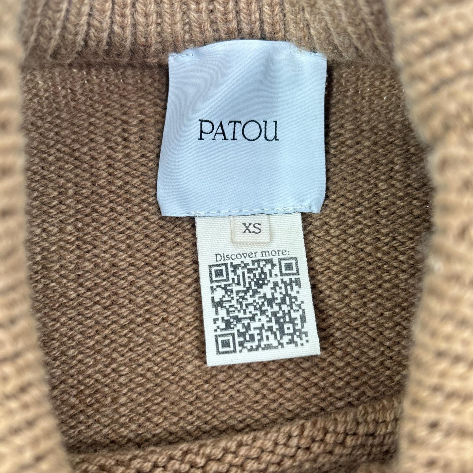 PATOU パトゥ 25年製 25A-KN278-8064 ブラウン ウール100 フロントロゴ ロングスリーブニット トップス