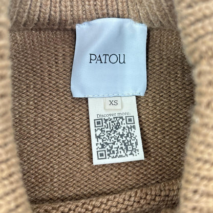 PATOU パトゥ 25年製 25A-KN278-8064 ブラウン ウール100 フロントロゴ ロングスリーブニット トップス