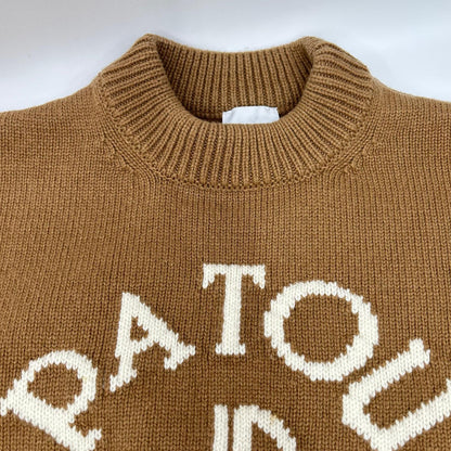 PATOU パトゥ 25年製 25A-KN278-8064 ブラウン ウール100 フロントロゴ ロングスリーブニット トップス
