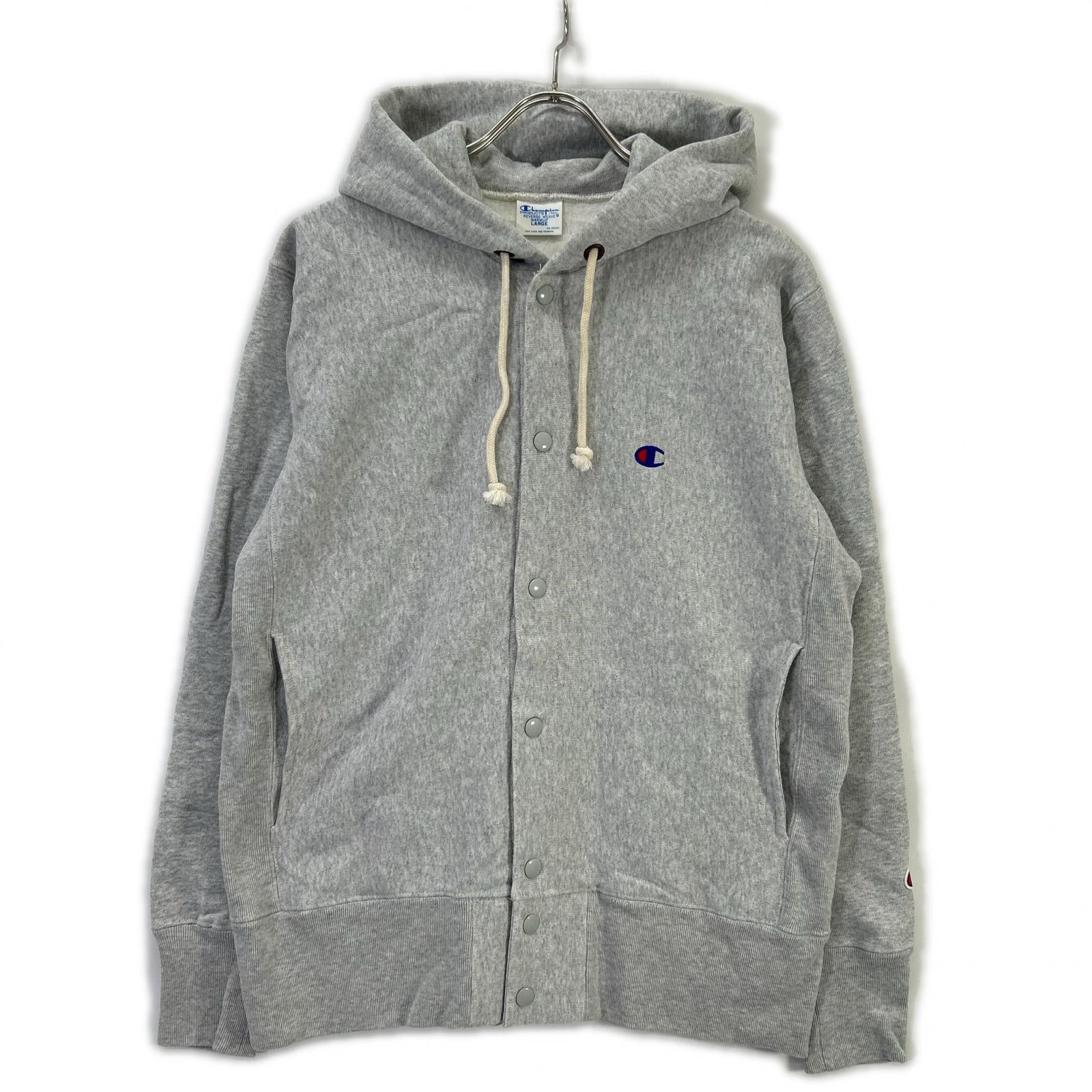 Champion チャンピオン C3-A120 グレー REVERSE WEAVE SNAP HOODED SWEATSHIRT スナップフーディ トップス