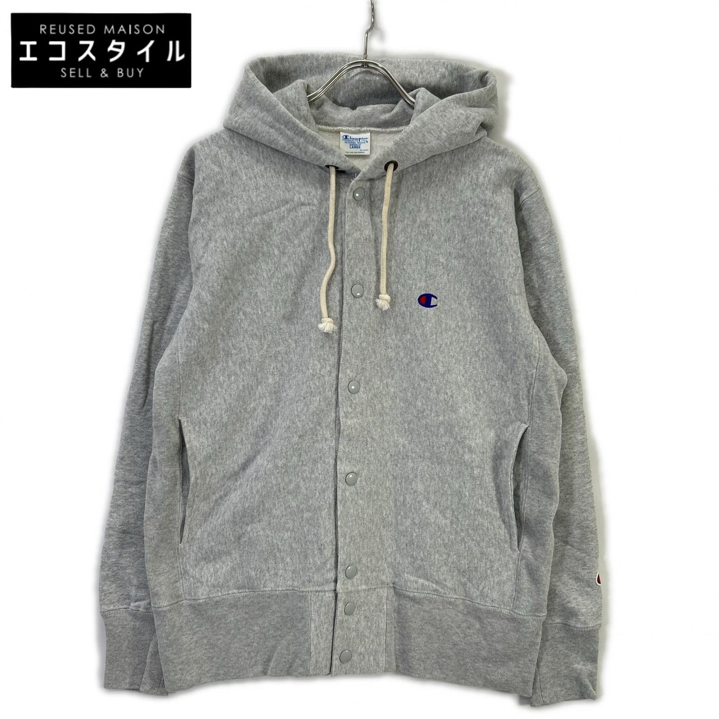 Champion チャンピオン C3-A120 グレー REVERSE WEAVE SNAP HOODED SWEATSHIRT スナップフーディ トップス