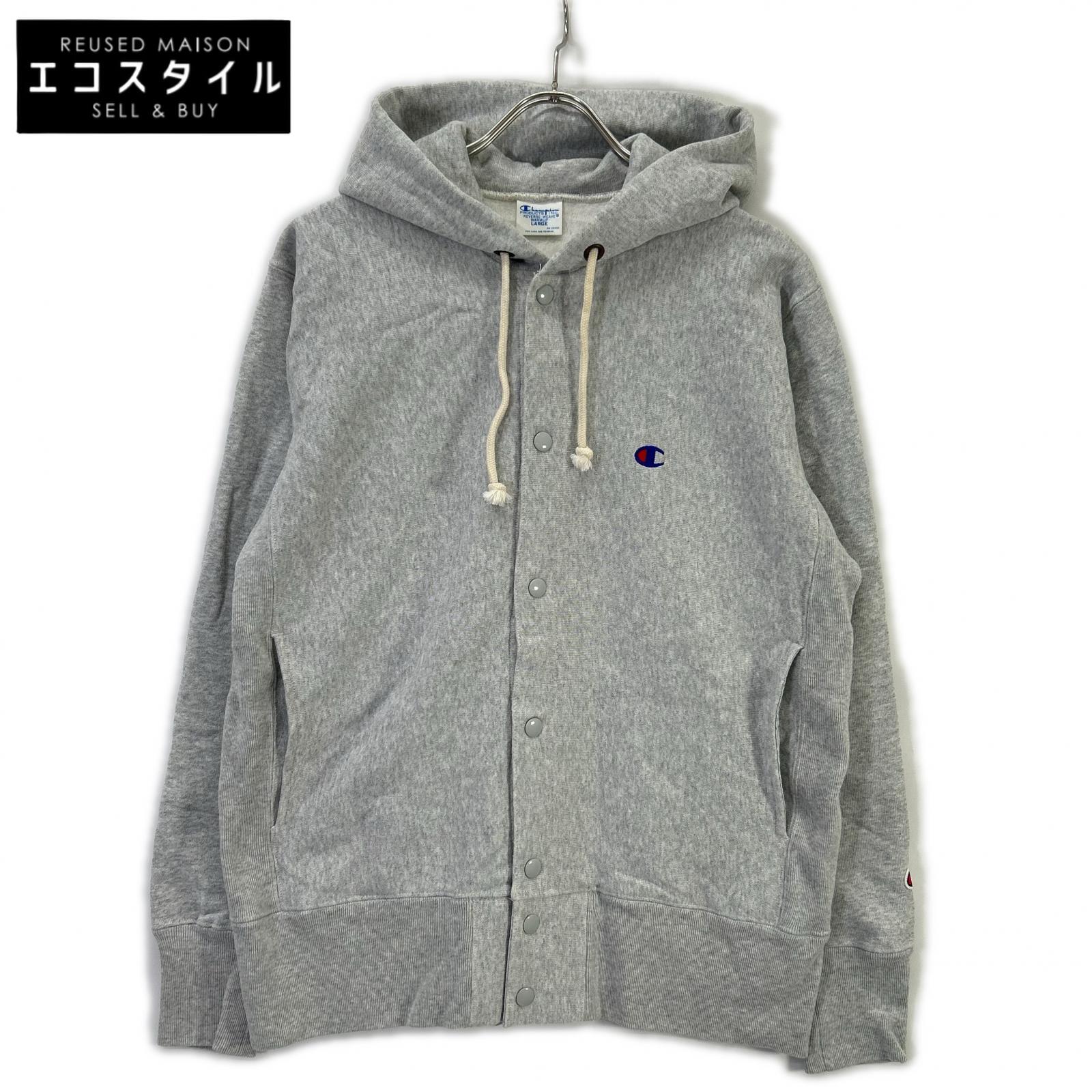 Champion チャンピオン C3-A120 グレー REVERSE WEAVE SNAP HOODED SWEATSHIRT スナップフーディ トップス