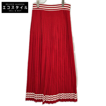 GUCCI グッチ ×アディダス 705767 XKCF8 レッド×ホワイト シルク混 3ストライプ レースプリーツニットワイドパンツ ボトムス