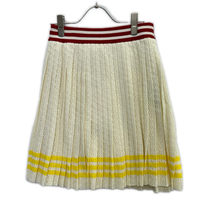 GUCCI グッチ ×アディダス 702874 XKCF8 アイボリー コットン 3ストライプ プリーツニットスカート スカート