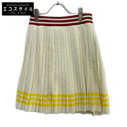 GUCCI グッチ ×アディダス 702874 XKCF8 アイボリー コットン 3ストライプ プリーツニットスカート スカート