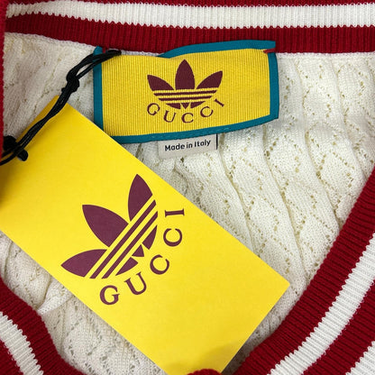 GUCCI グッチ ×アディダス 702874 XKCF8 アイボリー コットン 3ストライプ プリーツニットスカート スカート