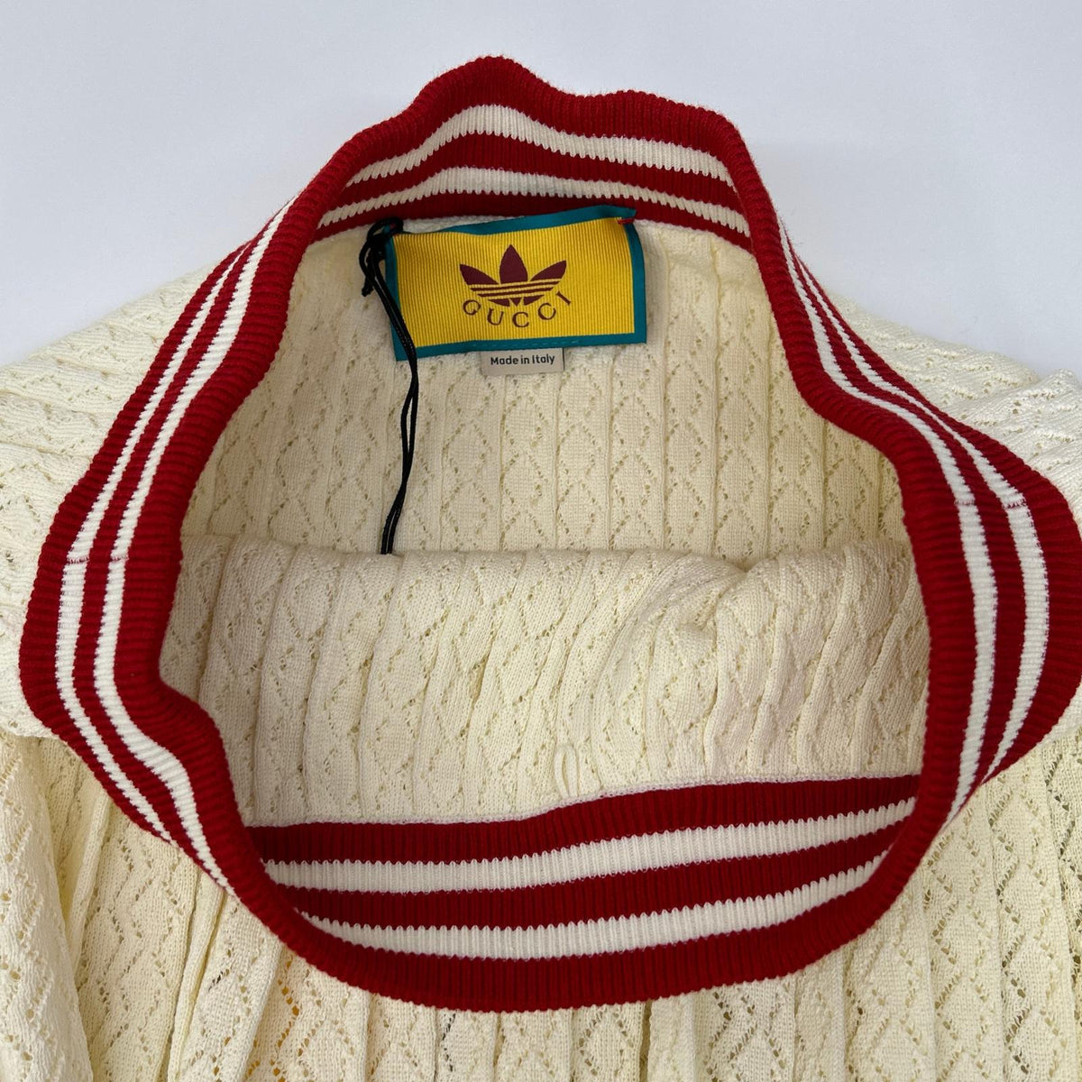 GUCCI グッチ ×アディダス 702874 XKCF8 アイボリー コットン 3ストライプ プリーツニットスカート スカート