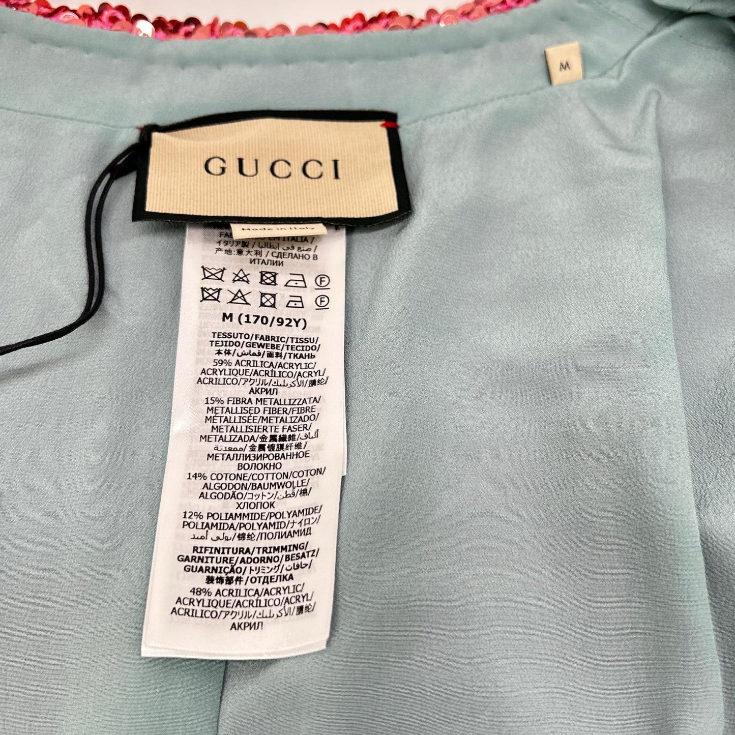 GUCCI グッチ 653449 XKBTI ピンク ラメスパンコール メタリックシーケンスジャケット ジャケット