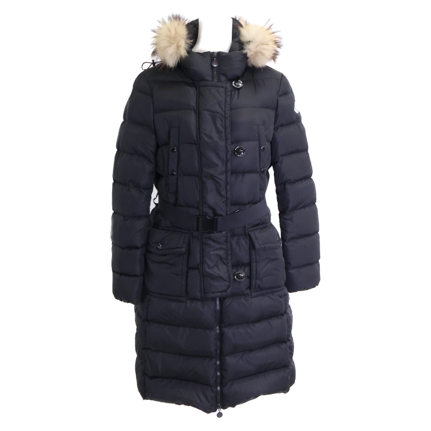 MONCLER Moncler GENEVRIER Genévrier belted hooded down coat with fur