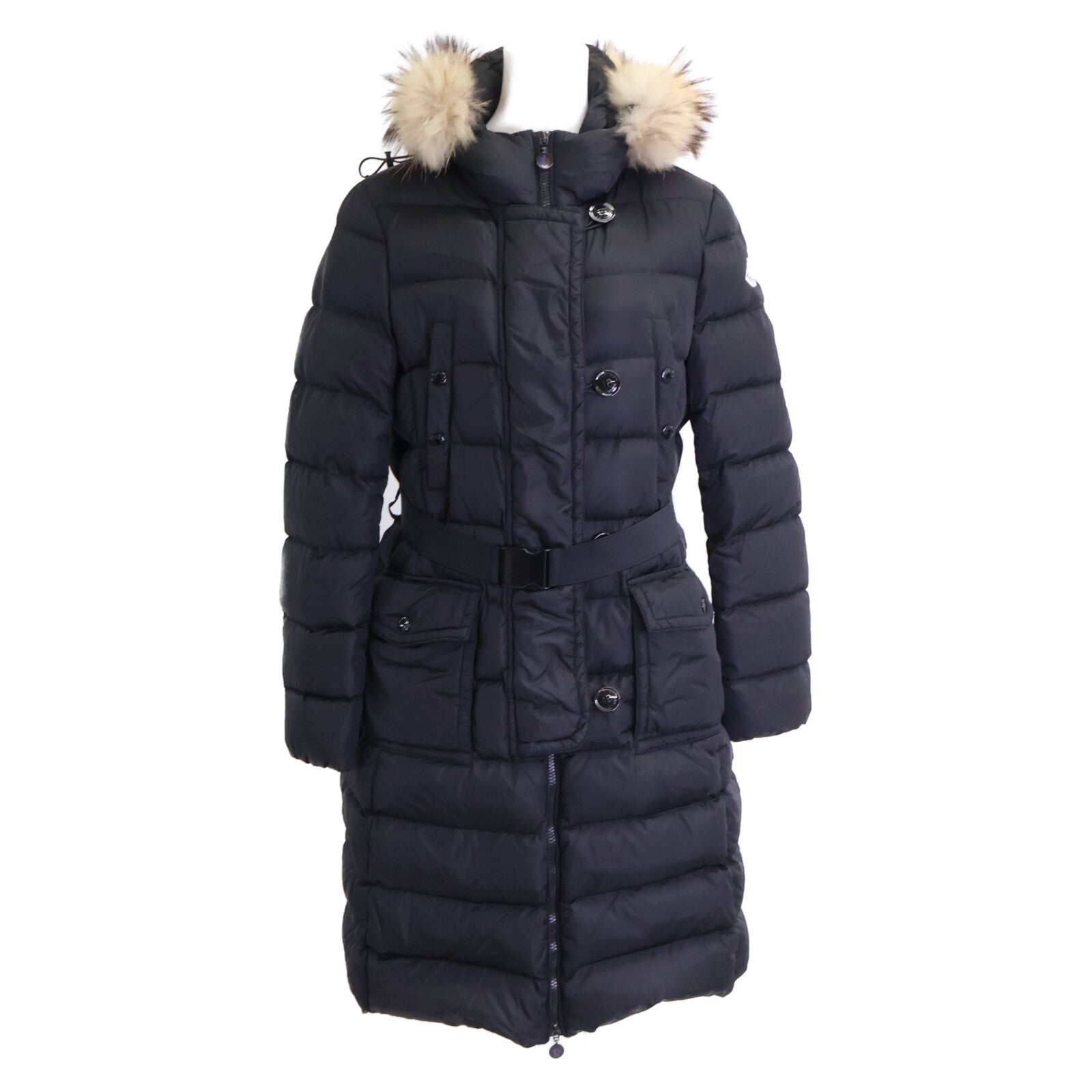 MONCLER Moncler GENEVRIER Genévrier belted hooded down coat with fur