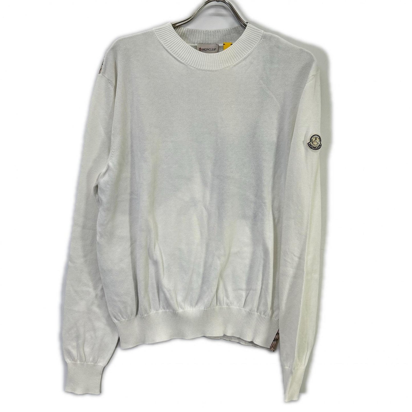 MONCLER モンクレール 【GENIUS】×MERCEDES-BENZ BY NIGO 25SS GIROCOLLO TRICOT ホワイト アーカイブフォトプリント コットンニットプルオーバー トップス