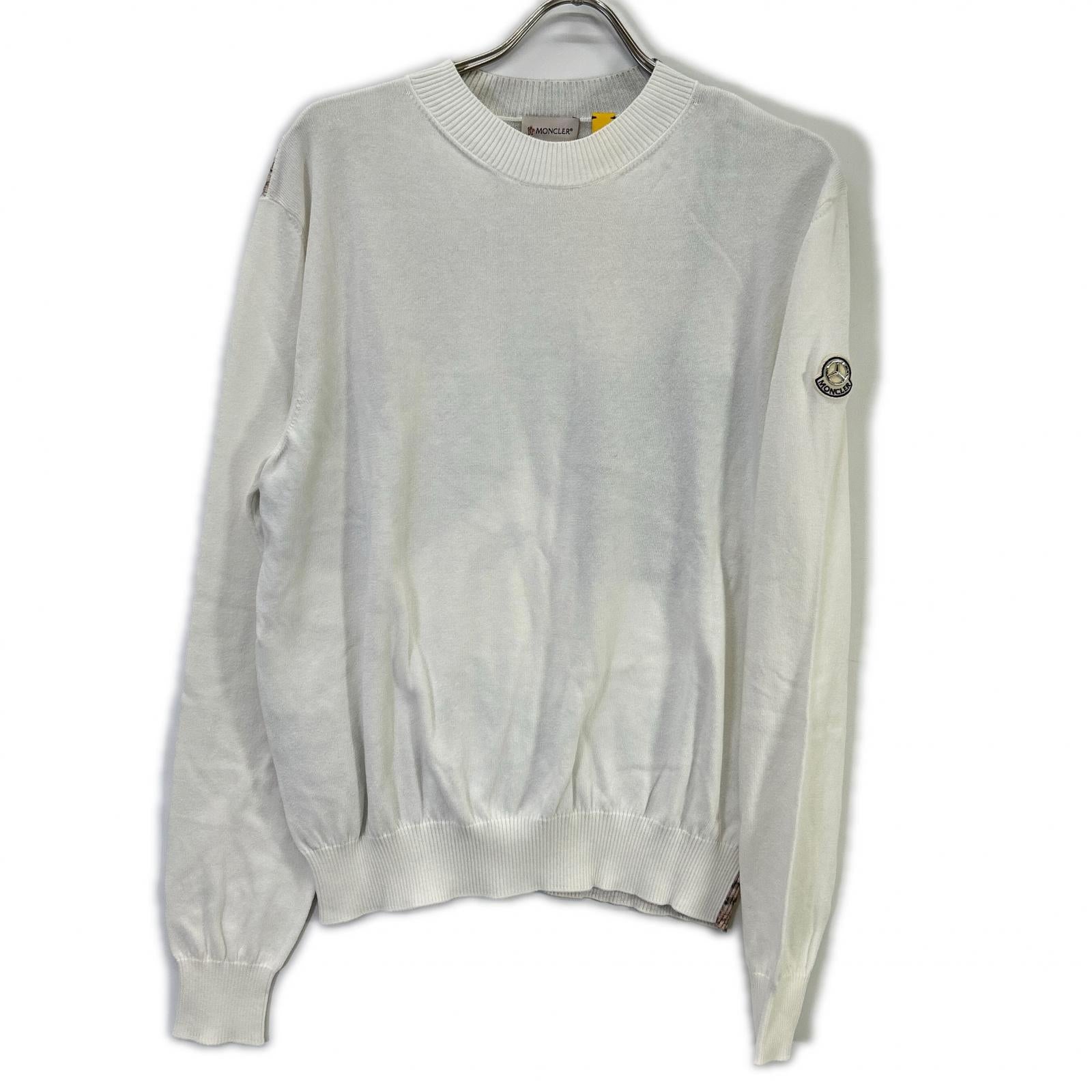 MONCLER モンクレール 【GENIUS】×MERCEDES-BENZ BY NIGO 25SS GIROCOLLO TRICOT ホワイト アーカイブフォトプリント コットンニットプルオーバー トップス