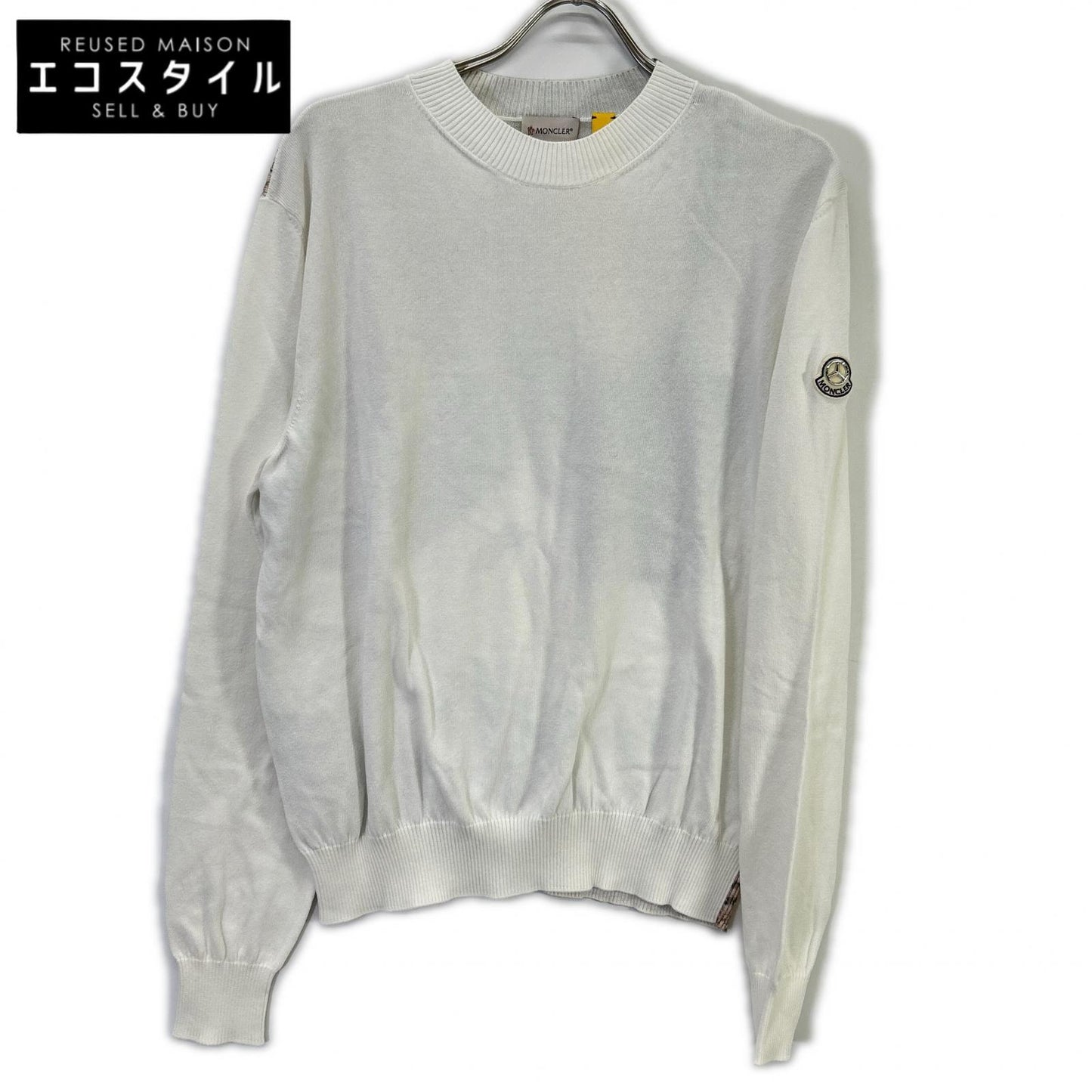 MONCLER モンクレール 【GENIUS】×MERCEDES-BENZ BY NIGO 25SS GIROCOLLO TRICOT ホワイト アーカイブフォトプリント コットンニットプルオーバー トップス