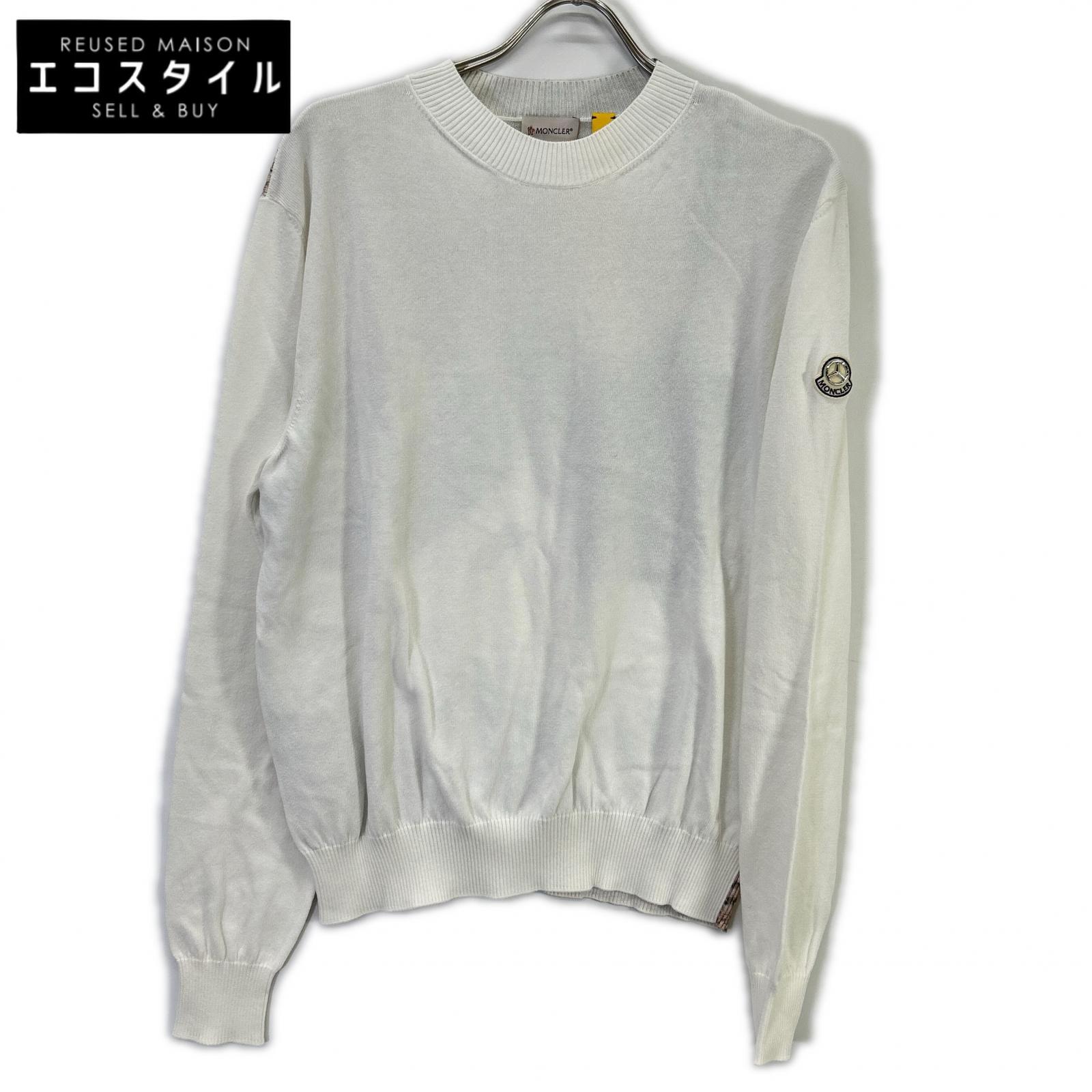 MONCLER モンクレール 【GENIUS】×MERCEDES-BENZ BY NIGO 25SS GIROCOLLO TRICOT ホワイト アーカイブフォトプリント コットンニットプルオーバー トップス