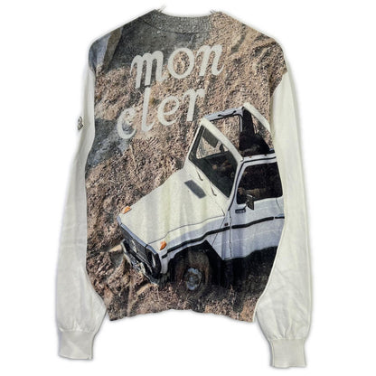 MONCLER モンクレール 【GENIUS】×MERCEDES-BENZ BY NIGO 25SS GIROCOLLO TRICOT ホワイト アーカイブフォトプリント コットンニットプルオーバー トップス