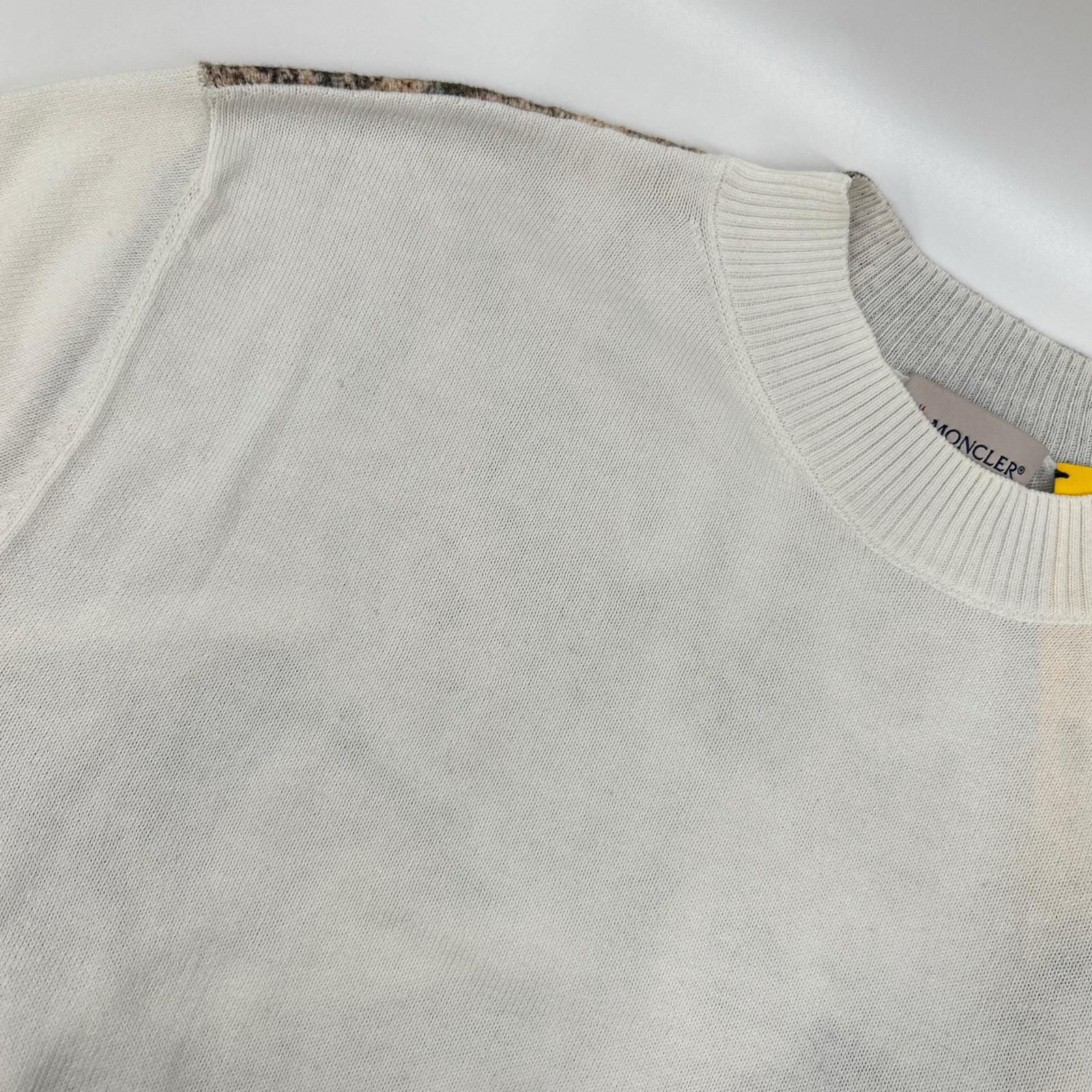 MONCLER モンクレール 【GENIUS】×MERCEDES-BENZ BY NIGO 25SS GIROCOLLO TRICOT ホワイト アーカイブフォトプリント コットンニットプルオーバー トップス