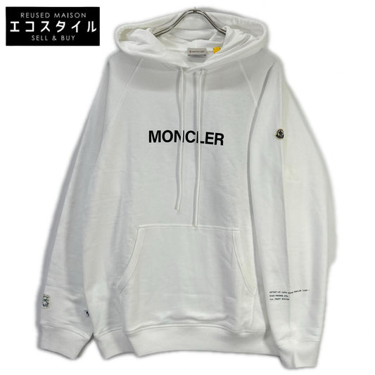MONCLER モンクレール 【GENIUS】×FRAGMENT HIROSHI FUJIWARA 25SS HOODIE ホワイト コットン ロゴプリントスウェットフーディプルオーバー トップス