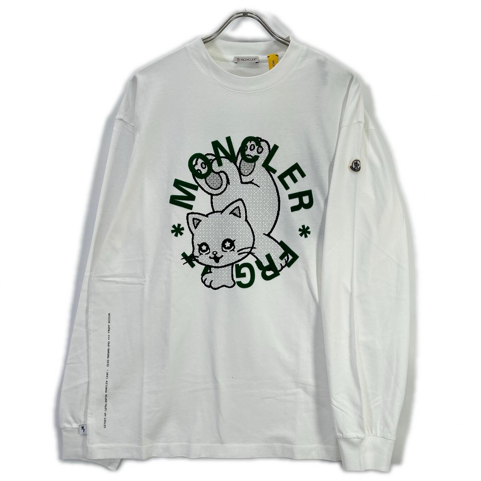 MONCLER モンクレール 【GENIUS】×FRAGMENT HIROSHI FUJIWARA 25SS LS T-SHIRT ホワイト コットン キャットロゴ ロングスリーブカットソー トップス