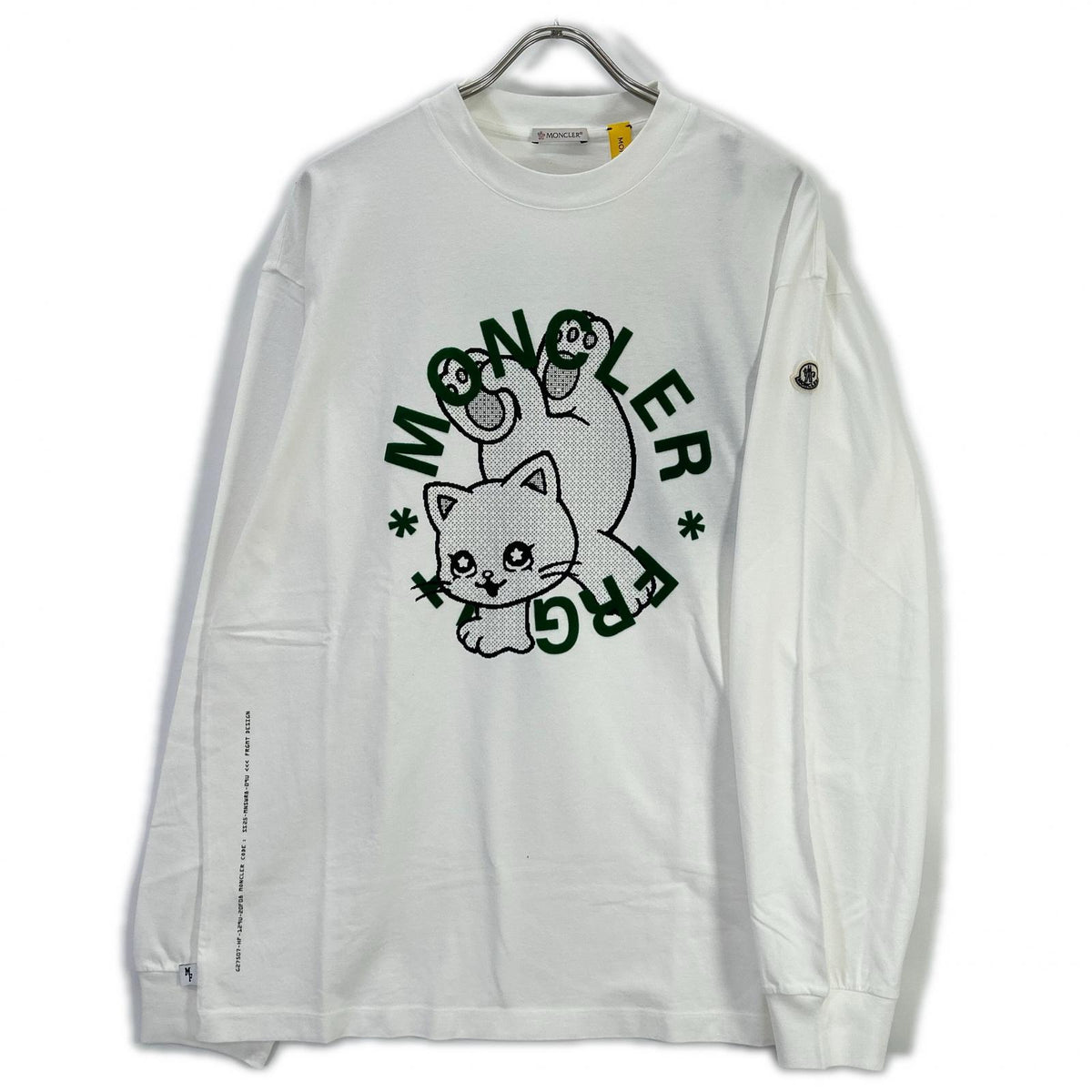 MONCLER 【GENIUS】×FRAGMENT HIROSHI FUJIWARA 25SS LS T-SHIRT White Cotton Cat-Logo Long-Sleeve Cut-and-Sew Tops