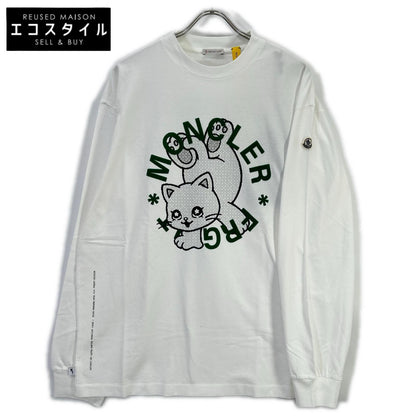 MONCLER 【GENIUS】×FRAGMENT HIROSHI FUJIWARA 25SS LS T-SHIRT White Cotton Cat-Logo Long-Sleeve Cut-and-Sew Tops