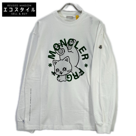 MONCLER モンクレール 【GENIUS】×FRAGMENT HIROSHI FUJIWARA 25SS LS T-SHIRT ホワイト コットン キャットロゴ ロングスリーブカットソー トップス