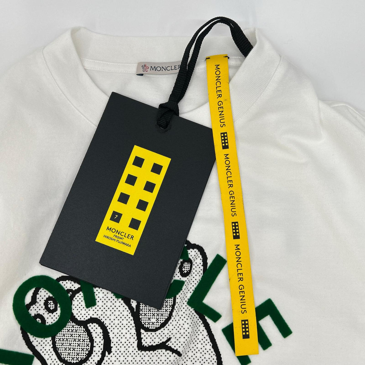 MONCLER 【GENIUS】×FRAGMENT HIROSHI FUJIWARA 25SS LS T-SHIRT White Cotton Cat-Logo Long-Sleeve Cut-and-Sew Tops