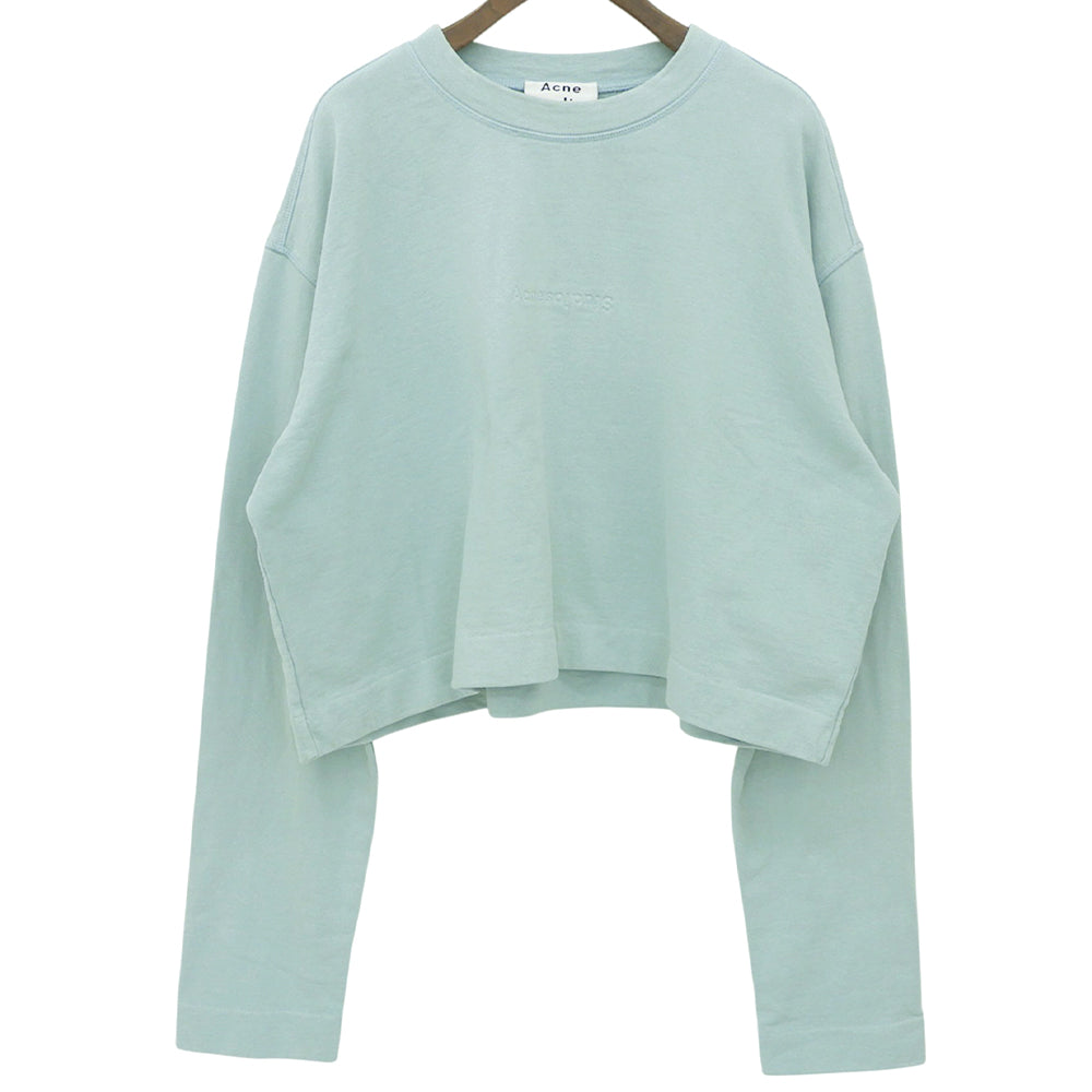 ACNE STUDIOS アクネ ストゥディオズ エンボスロゴ クロップドスウェットシャツ コットン トップス レディース ライトグリーン S トップス