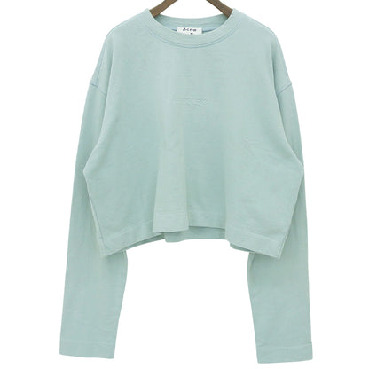 ACNE STUDIOS アクネ ストゥディオズ エンボスロゴ クロップドスウェットシャツ コットン トップス レディース ライトグリーン S トップス