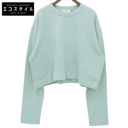 ACNE STUDIOS アクネ ストゥディオズ エンボスロゴ クロップドスウェットシャツ コットン トップス レディース ライトグリーン S トップス