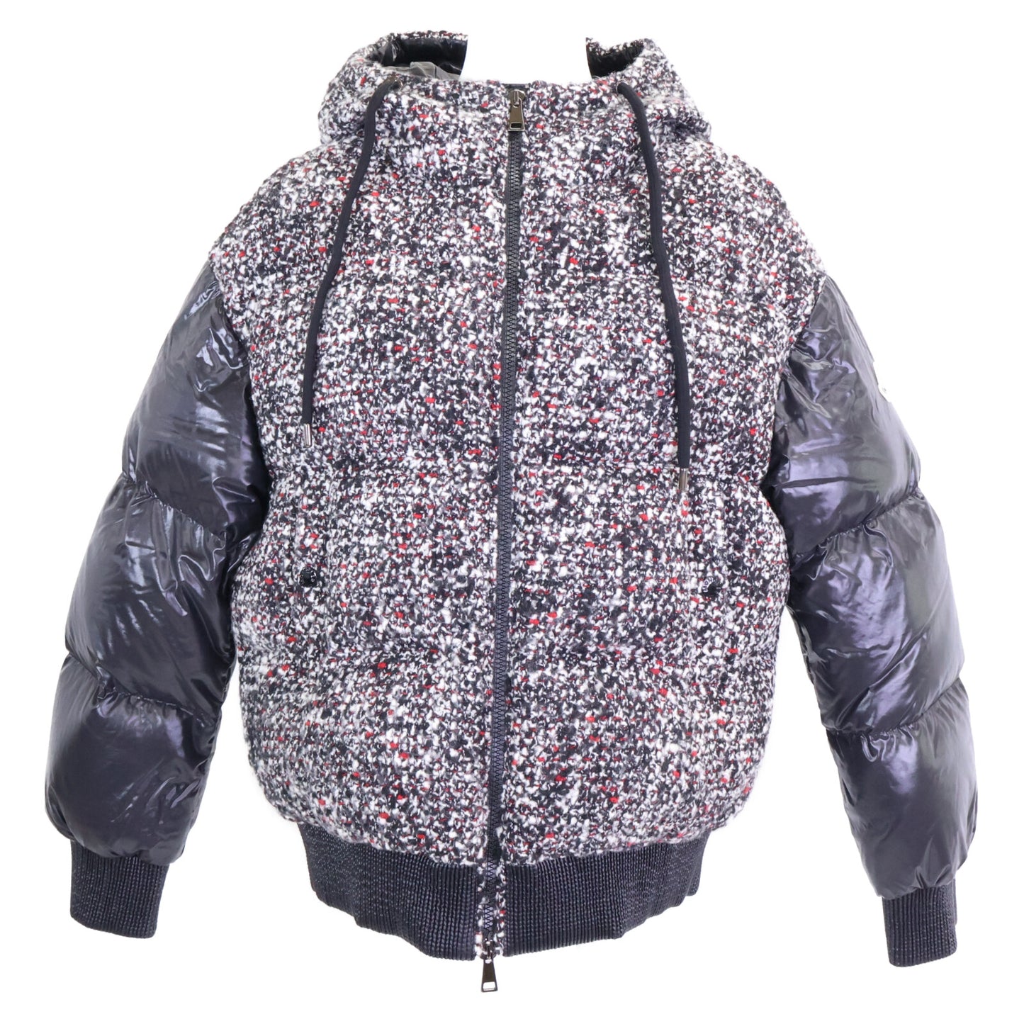 MONCLER モンクレール 美品 RUNIO/ルニオ ウール x ナイロン ツイード切替 フーデッドダウンジャケット ジャケット