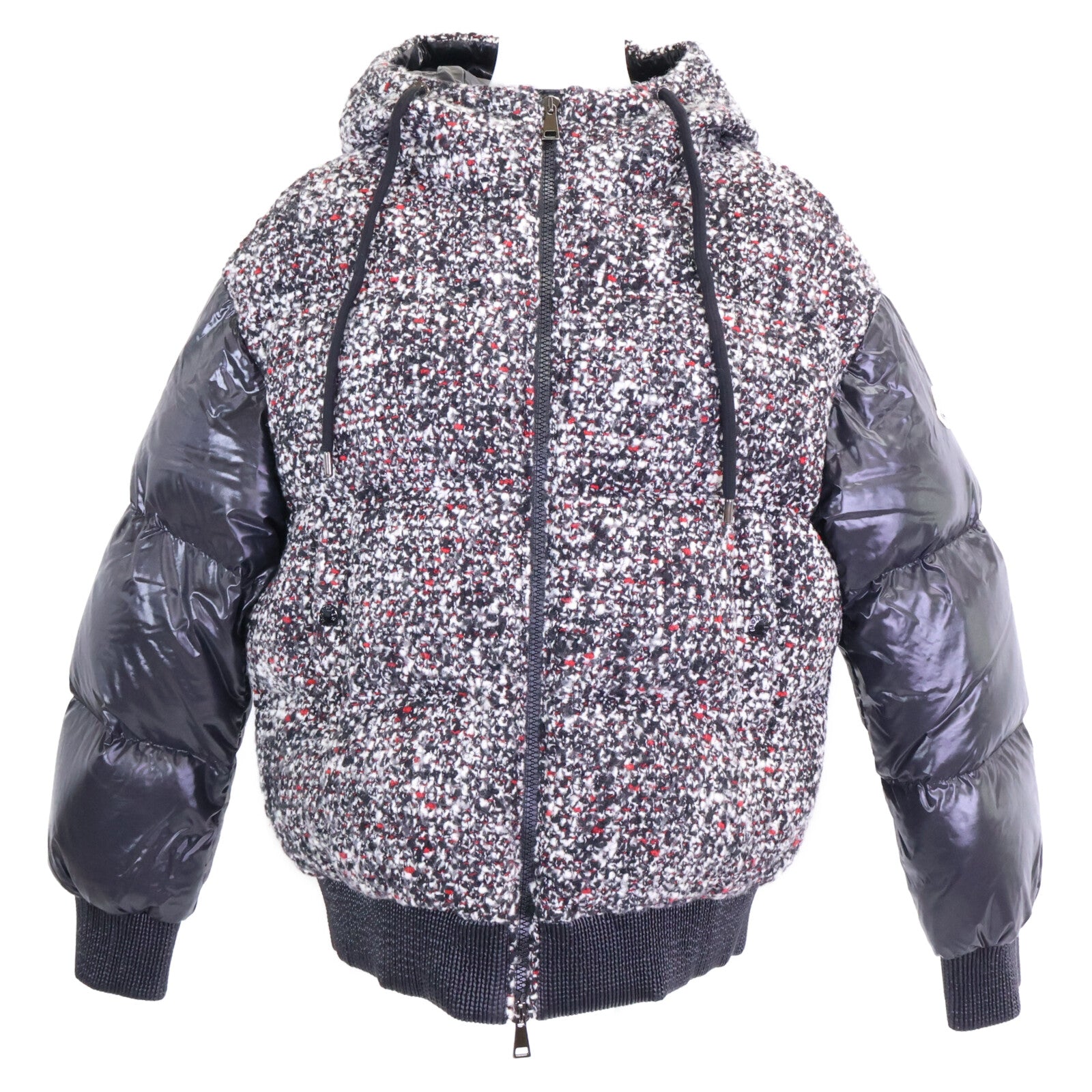 MONCLER モンクレール 美品 RUNIO/ルニオ ウール x ナイロン ツイード切替 フーデッドダウンジャケット ジャケット