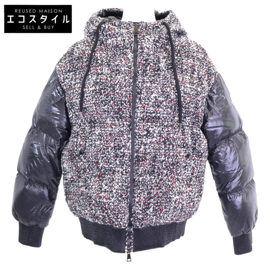 MONCLER モンクレール 美品 RUNIO/ルニオ ウール x ナイロン ツイード切替 フーデッドダウンジャケット ジャケット