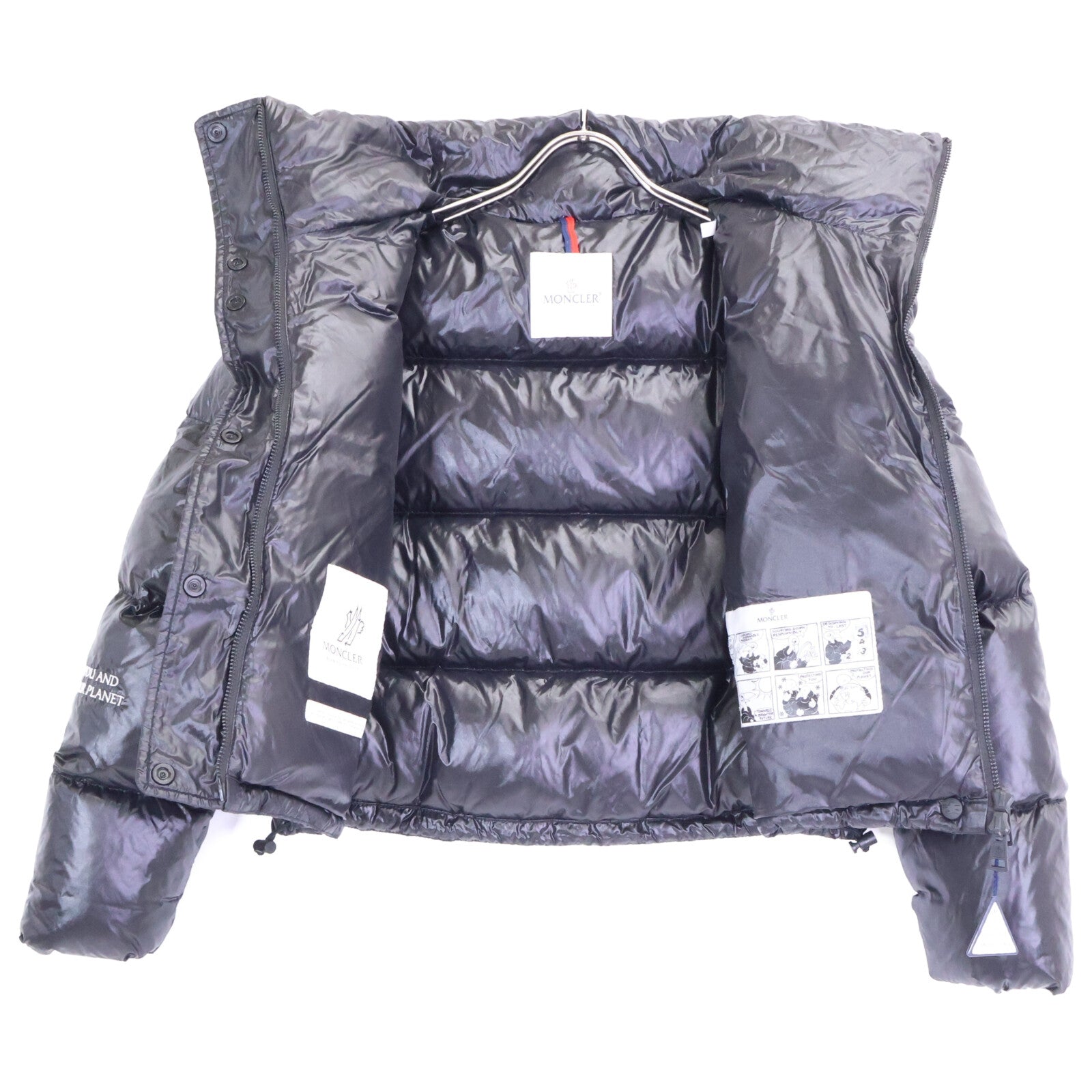 MONCLER モンクレール 新品同様 BORN TO PROTECT DAMGAN リサイクルナイロン バックレタリング ショートダウンジャケット ジャケット