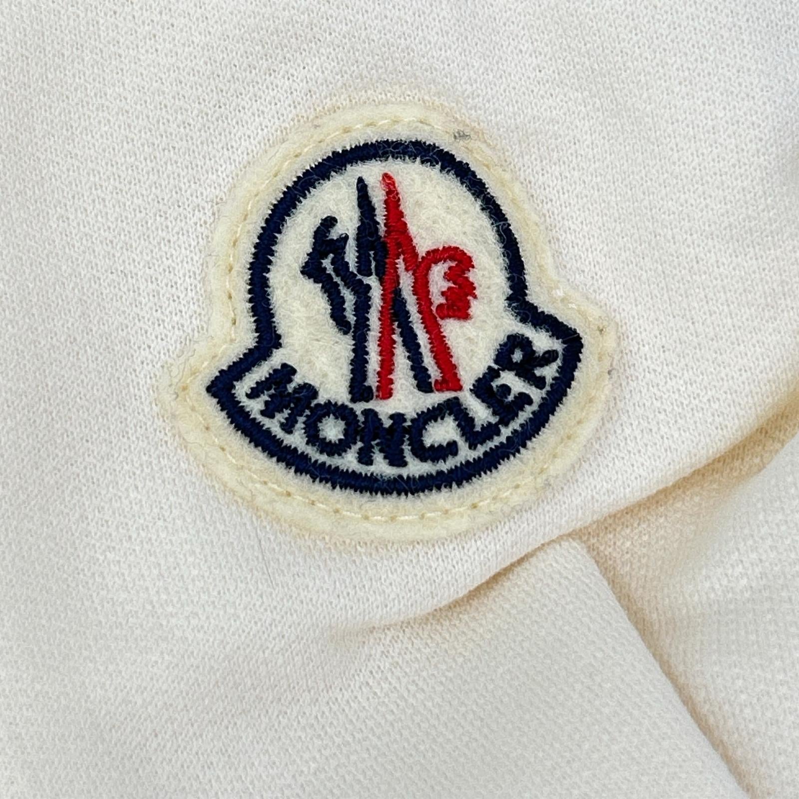 MONCLER モンクレール 25SS FELPA アイボリー×ネイビー コットン ロゴ刺繍 クルーネックスウェットプルオーバー トップス