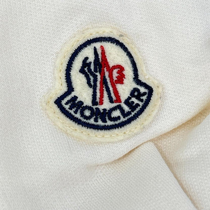 MONCLER モンクレール 25SS FELPA アイボリー×ネイビー コットン ロゴ刺繍 クルーネックスウェットプルオーバー トップス