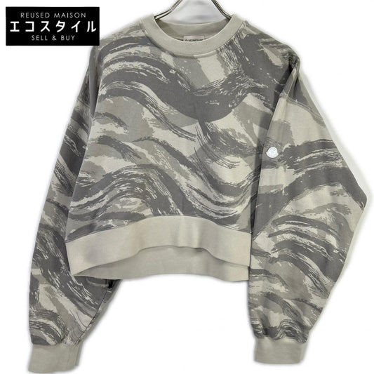 MONCLER モンクレール 【GENIUS】×HYKE 22AW SWEATSHIRT グレー コットン ジップスリーブ ウェーブグラデーション クロップドスウェットプルオーバー トップス