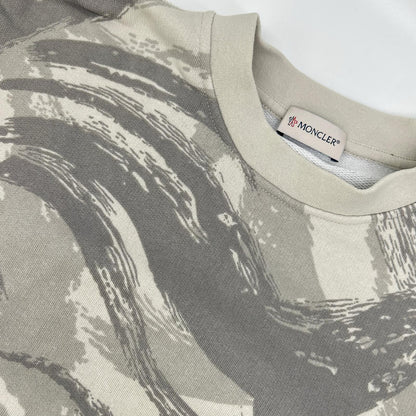 MONCLER 【GENIUS】×HYKE 22AW SWEATSHIRT gray cotton zip-sleeve wave-gradient cropped sweatshirt pullover Tops