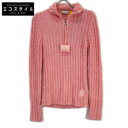 MONCLER モンクレール 【GENIUS】×JW ANDERSON 22AW CICLSTA TORICOT ピンク ウール混 コラボロゴ ハーフジップパイルリブニットプルオーバー トップス