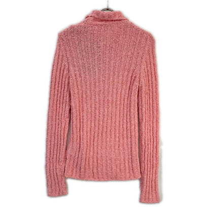 MONCLER モンクレール 【GENIUS】×JW ANDERSON 22AW CICLSTA TORICOT ピンク ウール混 コラボロゴ ハーフジップパイルリブニットプルオーバー トップス