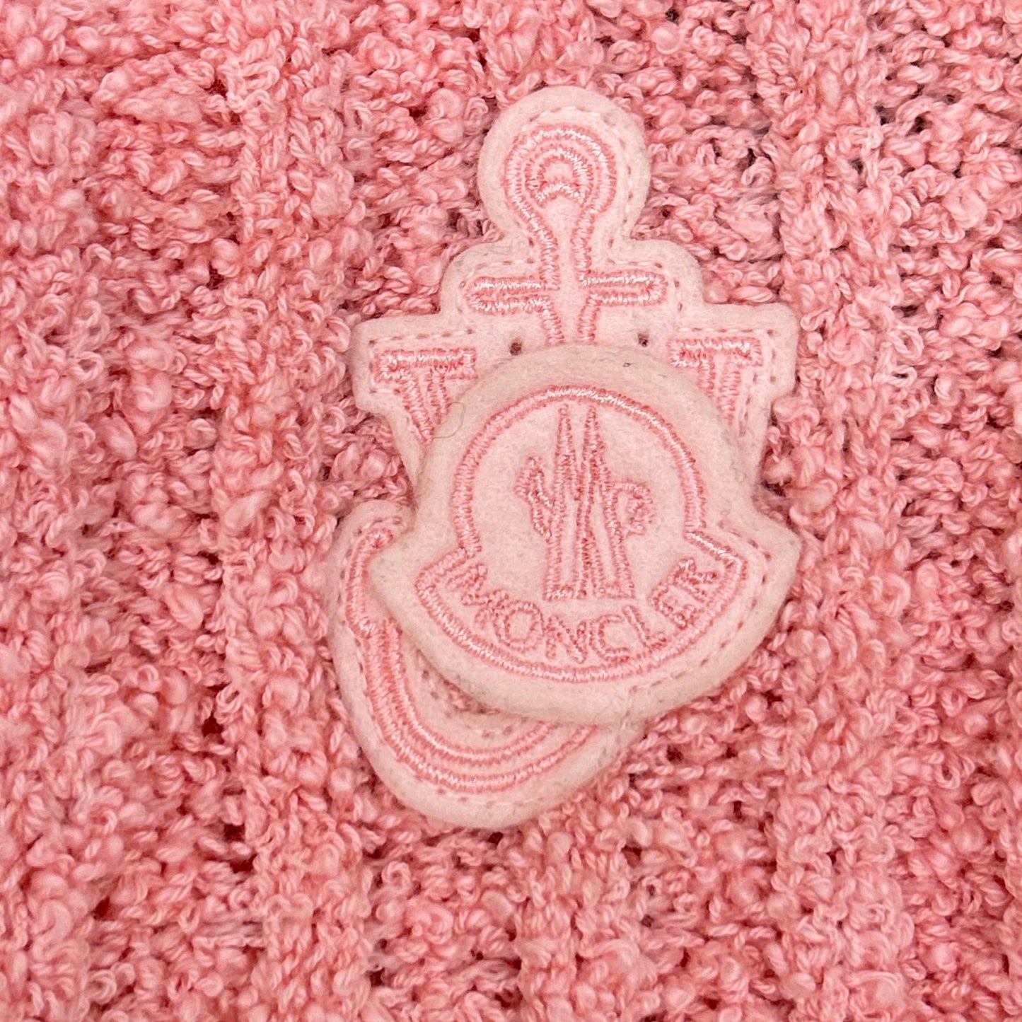 MONCLER モンクレール 【GENIUS】×JW ANDERSON 22AW CICLSTA TORICOT ピンク ウール混 コラボロゴ ハーフジップパイルリブニットプルオーバー トップス