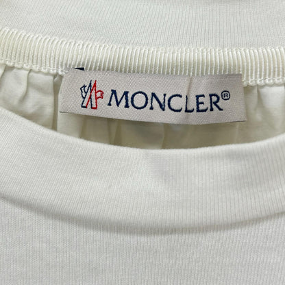 MONCLER モンクレール 17年製 MAGLIA ホワイト×レッド コットン フラワー刺繍 ショルダージップ ショートスリーブカットソー トップス