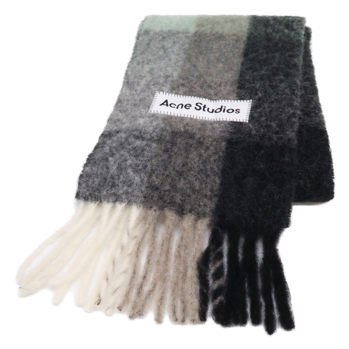 ACNE STUDIOS CA0084 Mohair Check Fringe Scarf