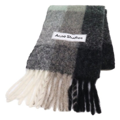ACNE STUDIOS CA0084 Mohair Check Fringe Scarf