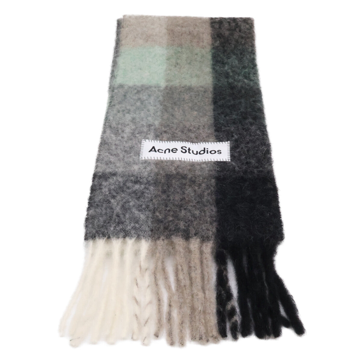 ACNE STUDIOS CA0084 Mohair Check Fringe Scarf