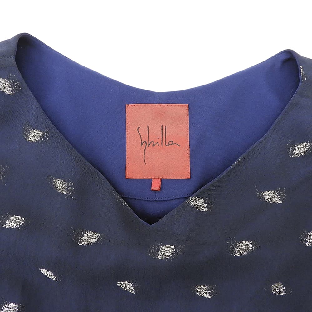 Sybilla シビラ ラメドット ジャカード コクーンドレス ワンピース レディース ネイビー M GDEJJ-09590 ワンピース