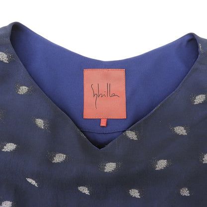 Sybilla シビラ ラメドット ジャカード コクーンドレス ワンピース レディース ネイビー M GDEJJ-09590 ワンピース