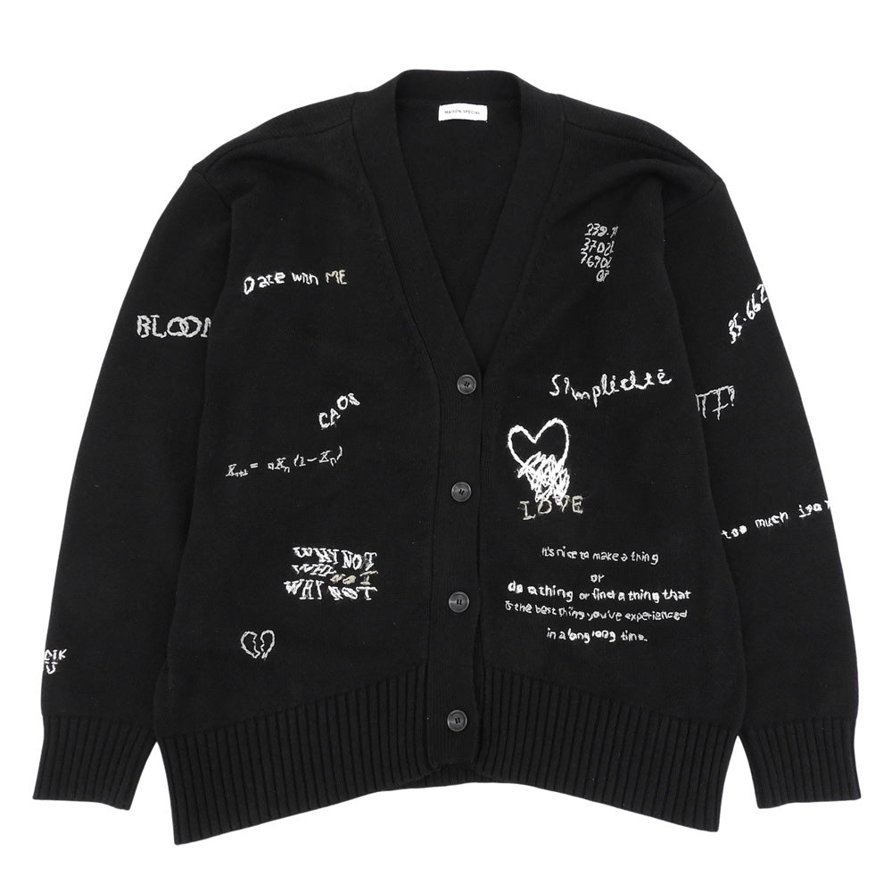 MAISON SPECIAL メゾンスペシャル コットン ナイロン ライフワードエンブロイダリー ニットカーディガン トップス レディース ブラック F トップス