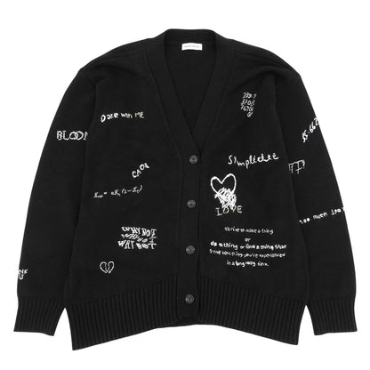 MAISON SPECIAL メゾンスペシャル コットン ナイロン ライフワードエンブロイダリー ニットカーディガン トップス レディース ブラック F トップス